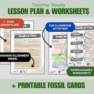 Teacher Ready Fossil Study Lesson Plans & Worksheets | NGSS Aligned Earth Science Digital Download