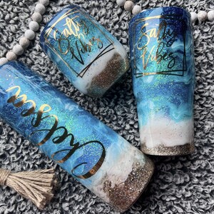 Beach Tumbler | Ocean Tumbler | Customizable Tumbler | Perfect Gift for Beach Lovers | Glitter Cup | Hot or Cold