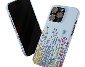 Floral Slim Phone Case, Botanical iPhone Cover, Flower Phone Protector, Nature-Inspired Case, Chic Phone Accessory, iPhone 13 14 15 16