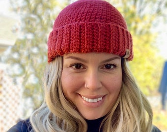 Crochet Beanie Hat PATTERN Fishermans 