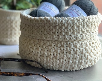 Crochet Basket Pattern Perfect for nursery, toy, linen, bathroom and dog toy storage. Sustainable crochet basket perfect home and gifts.