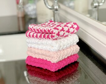 Crochet Dishcloth Pattern with Video - Brighton Crochet Dish Cloth Pattern Farmhouse Style Great for Bathroom & Kitchen Solid or Stripes