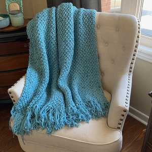 Crochet Blanket Pattern Crochet Throw Pattern Fisherman Blanket with Video Assistance image 3