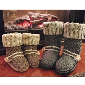 Crochet PATTERN Brighton Booty Slippers Crochet Boot Pattern Includes 5 Sizes Toddler Size 9 - Ladies 11