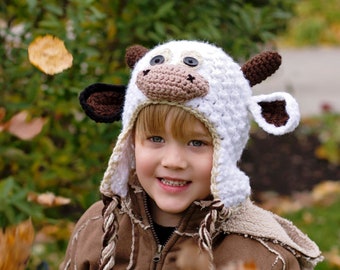 Crochet Hat Pattern - Crochet Cutie Pie Cow Hat - Crochet Cow Hat - Hat Pattern for Cow