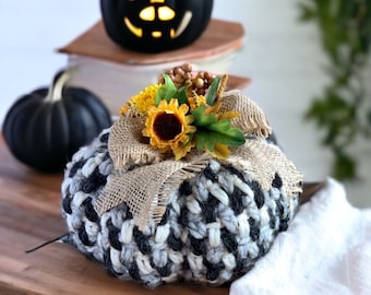 Crochet Pumpkin Pattern With Video Rustic Farmhouse Crochet Pumpkin - 3 Styles & 4 Sizes - Striped, Checkered, Plain - Fall Decor