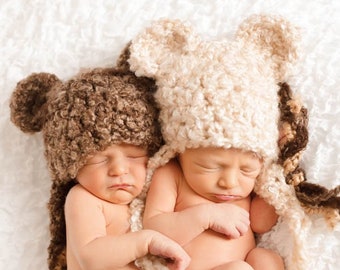 Crochet baby hat pattern - Adorable baby bear hat perfect for newborn photo shoots, shower gifts and beginner crocheters
