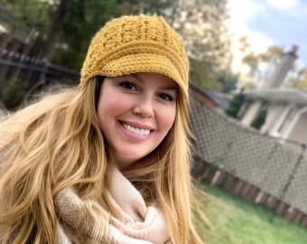 Crochet Newsboy Cap Pattern for ladies - Logan Newsboy Cap for Women - baby to adult sizes included