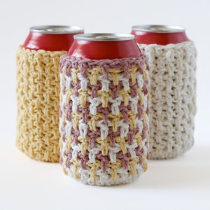 Crochet Cozy Pattern, Brighton Crochet Cozy Pattern and Video Tutorial, Crochet Can Cozy with Bottom, Beer Bottle Cozy, Crochet Cozy Pattern