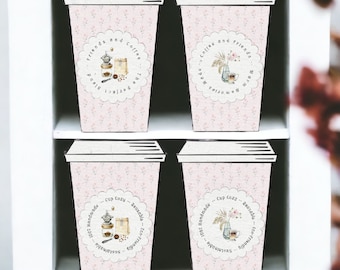 Printable Coffee Sleeve Display Inserts Templates Friendship Theme, Coffee Cup Template Insert Card for Crochet Cup Cozy 20 Designs in All.