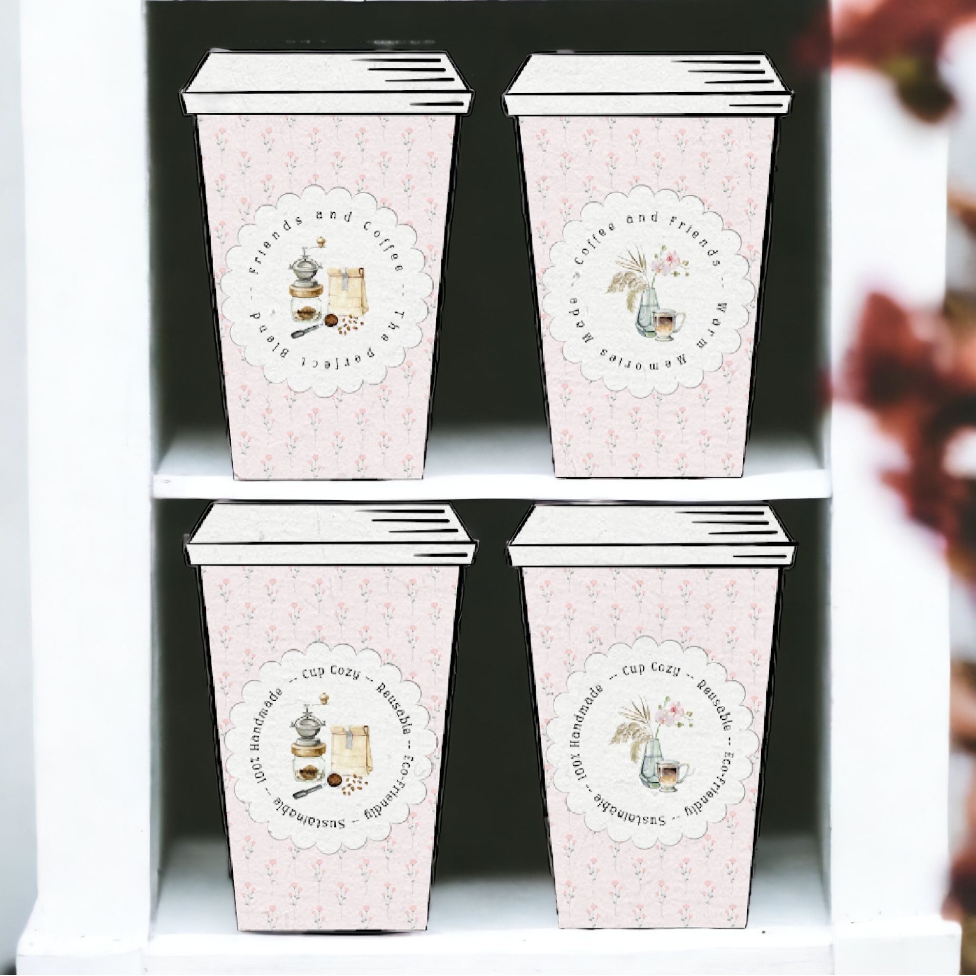 Printable Coffee Sleeve Display Inserts Templates Friendship Theme ...