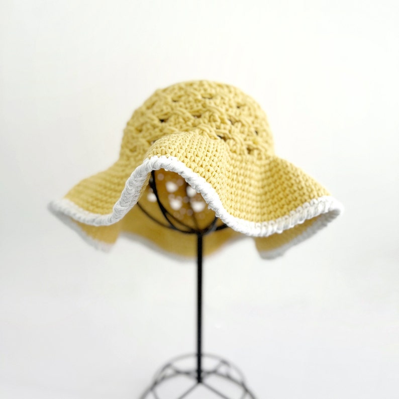 Crochet Sun Hat Pattern, For Baby, Toddler, Children and Women The Chloe Crochet Summer Hat Pattern, features wide brim and video tutorial image 5