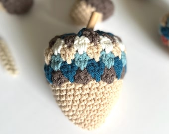 Easy Crochet Acorn Pattern Country Charm Acorn Decor Fall Crochet Pattern with Crochet Tutorial 4 Sizes Mini Small, Medium, Large