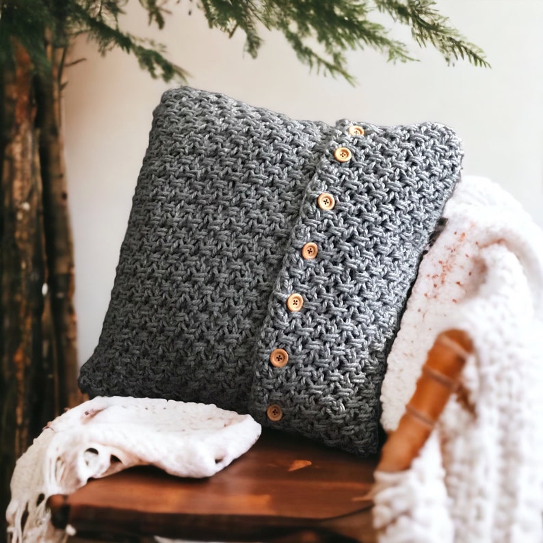 Crochet Cushion Cover Pattern Button Up Crochet Cushion Cover Pattern image 1