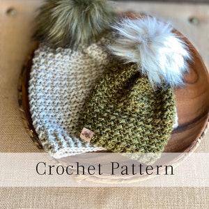 Crochet Hat Pattern, The Brookside Slouchy Beanie Hat Pattern for Women, Kids, Men, Baby, Boys and Girls.  Great for Fall and Winter.