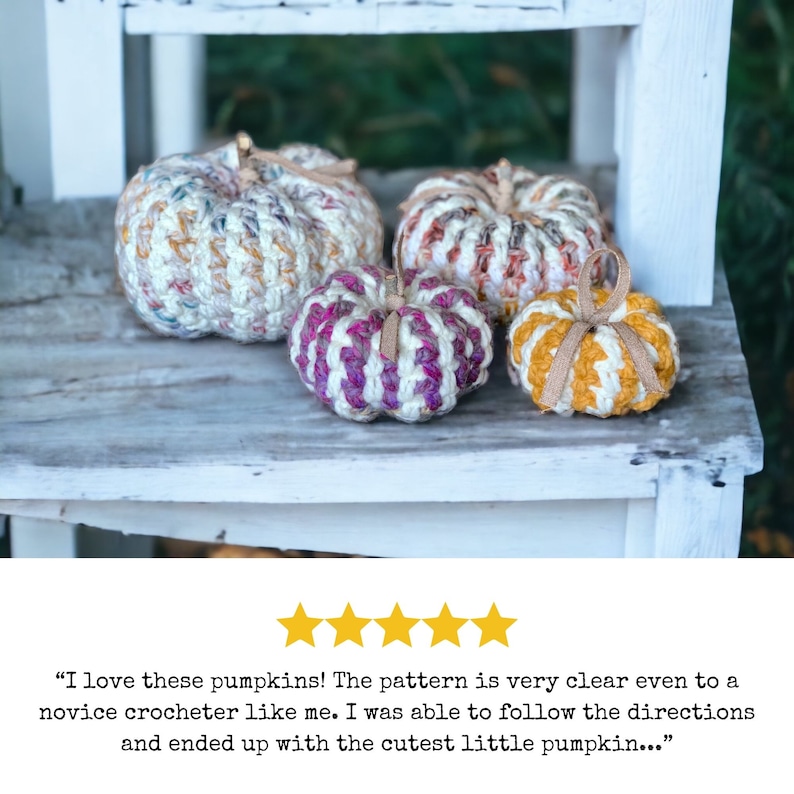 Crochet Pumpkin Pattern, Rustic Farmhouse Crochet Chunky Pumpkin Pattern Small, Medium, Large and Extra Large Quick and Easy to Make image 3