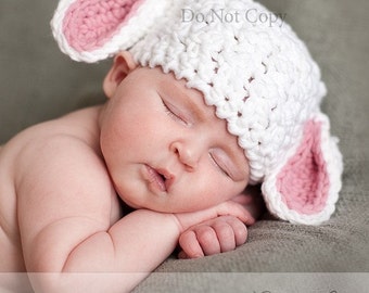 Crochet Baby Hat Pattern - Crochet Lamb Pattern Sizes Baby to 3 Years Lovable Lamb Crochet Hat Pattern