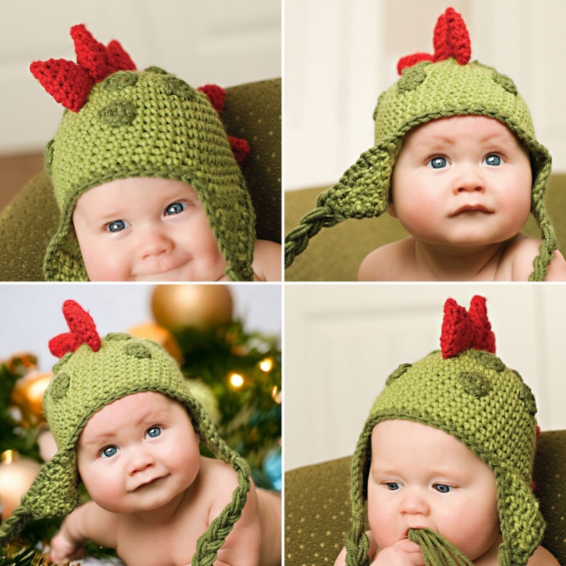 Kids Crochet Hat Pattern Crochet Dinosaur Hat Beginner Crochet Pattern Crochet Beanie Pattern Sizes Newborn to Adult image 3
