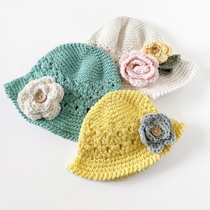 Lacey Crochet Bucket Hat Pattern With Roses for Babies, Toddler, Children & Women - Easy Crochet Bucket Hat Pattern for Spring and Summer
