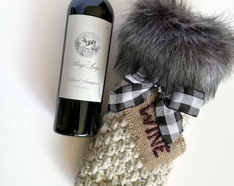 Crochet Wine Bottle Bag Pattern, Brighton Crochet Wine Bottle Holder Pattern, Reusable Gift Bag, Crochet Tote Pattern for Holiday Wine Gifts
