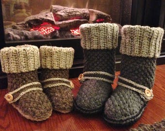 Crochet PATTERN Brighton Booty Slippers Crochet Slipper Pattern Includes Sizes Toddler Size 9 - Ladies 11