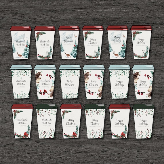 Holiday Cup Cozy Printable Coffee Cup Template Cardboard - Etsy