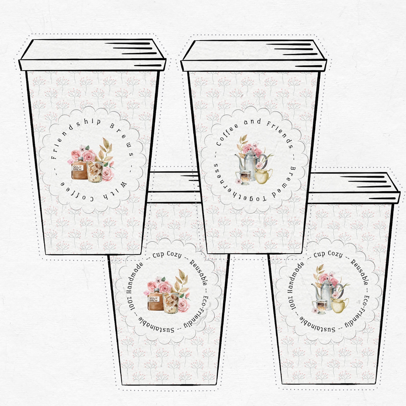 Printable Coffee Cup Template for Crochet Knit or Sewn Cup Etsy