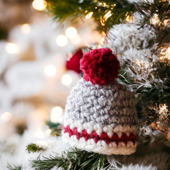 Crochet Christmas Pattern - Crochet Hat Ornament Pattern  - Mini Crochet Hat Ornatment