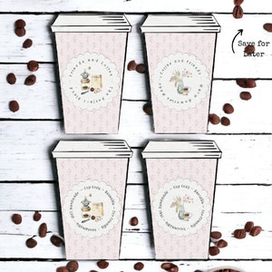 Printable Coffee Sleeve Display Inserts Templates Friendship Theme, Coffee Cup Template Insert Card for Crochet Cup Cozy 20 Designs in All. image 6