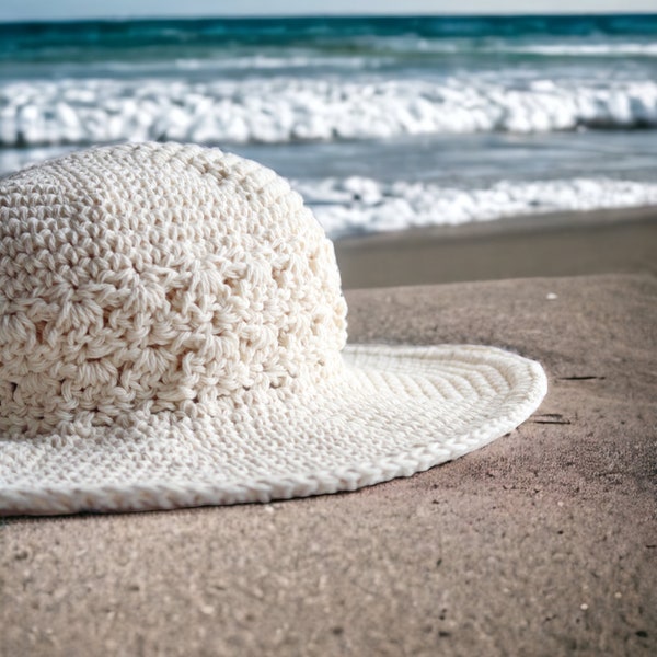 GEHAAKT PATROON, het Lacey gehaakte zonnehoedpatroon met video, gehaakt zomerhoedpatroon voor dames, hoed met brede rand met draad of slappe rand