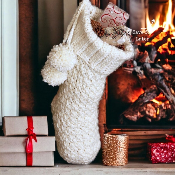 Crochet Christmas Stocking Pattern - with video support - The Brighton Christmas Stocking great for the holidays and mantel decorating