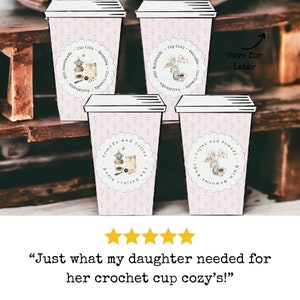 Printable Coffee Sleeve Display Inserts Templates Friendship Theme, Coffee Cup Template Insert Card for Crochet Cup Cozy 20 Designs in All. image 3