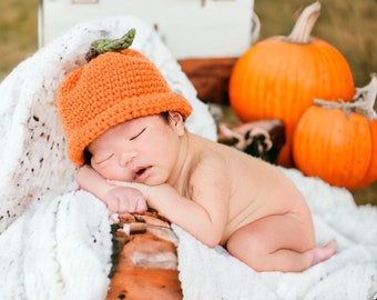 Crochet Pumpkin Hat Pattern with Video Tutorial - Sizes for Baby, Child, Teen, and Adult - Crochet Pattern Download, Crochet Hat Pattern