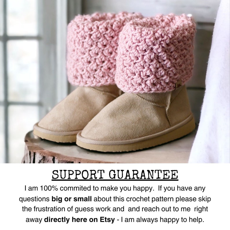 textured pink crochet boot cuffs, toppers, spats rolled over to cover the top of the boots that look like beige ugg boots
