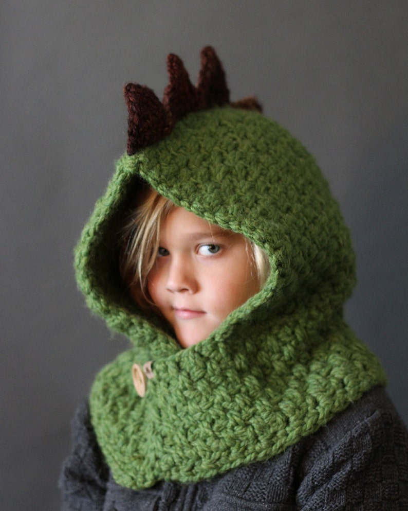 Crochet PATTERN Hooded Dino Cowl Crochet Hood Pattern Includes Etsy