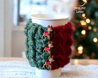 Woodland Crochet Coffee Cozy Pattern, Fast and Easy Crochet Coffee Mug Sleeve, Crochet Cup Cozy, Fast Crochet Coffee Cozy Pattern