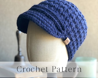 Modèle au crochet Casquette gavroche Montgomery Le modèle de chapeau au crochet comprend les tailles nouveau-né à adulte