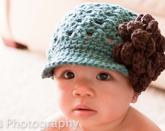 Crochet Newsboy Hat PATTERN Chloe Newsboy with Rose 5 Sizes for Baby, Toddler, Child, Girls and Ladies Crochet Newsboy Hat Pattern