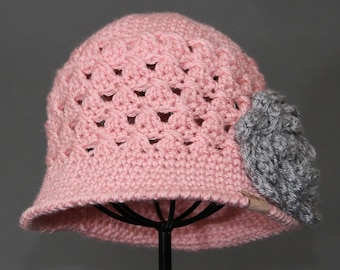 Crochet PATTERN Chloe Cloche with Rose Crochet Cloche Pattern Sizes Newborn to Ladies