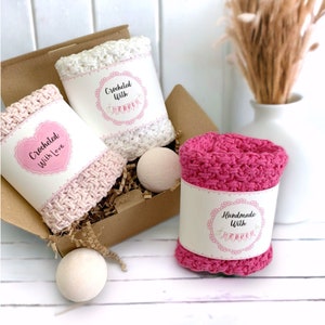 Afdrukbare vaatdoek/washandjewikkels voor gehaakte, gebreide en handgemaakte vaatdoeken - Valentijnsdag vaatdoek / washandjelabels met hart pdf