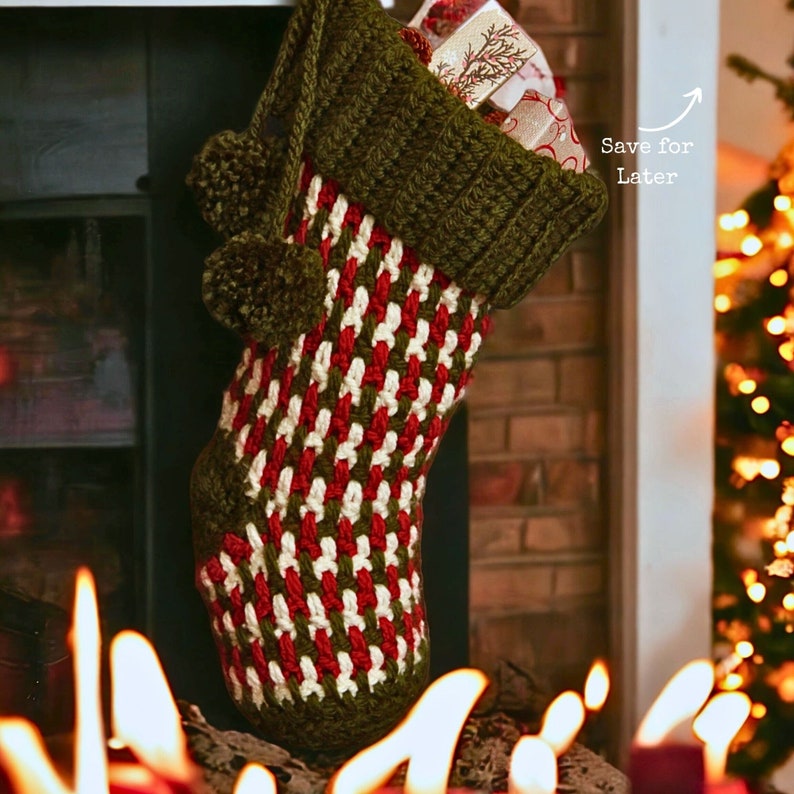 Crochet Christmas Stocking Pattern Crochet Pattern Crochet Brighton Christmas Stocking Instant Download Pattern Crochet Video image 7