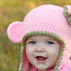 Wzór na czapkę małpki dla początkujących na szydełku Łatwy wzór na czapkę z klapkami na uszy Wzór na czapkę małpki dla dzieci na szydełku