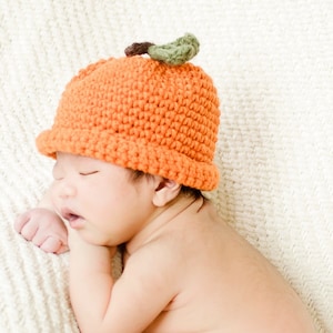 Crochet Pumpkin Hat Pattern with Video Tutorial - Sizes for Baby, Child, Teen, and Adult - Crochet Pattern Download, Crochet Hat Pattern