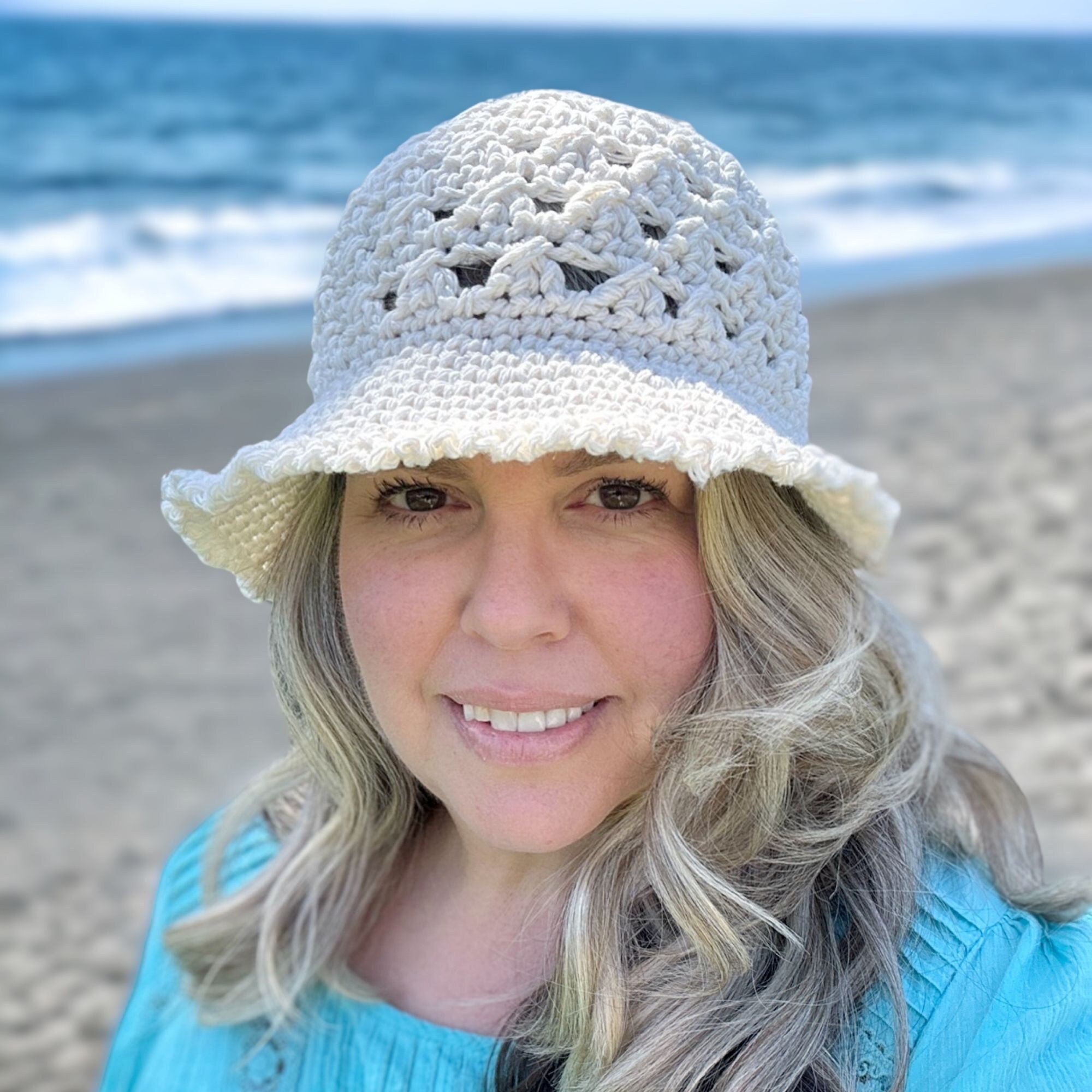 Chloe Crochet Bucket Hat - Tan Chloe Crochet Bucket Hat Pattern With Roses for Babies  main image 4