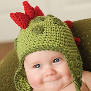 Kids Crochet Hat Pattern Crochet Dinosaur Hat Beginner Crochet Pattern Crochet Beanie Pattern Sizes Newborn to Adult image 10