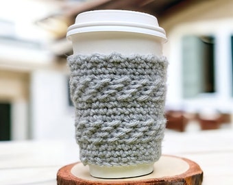 Crochet Cup Cozy Pattern  - The Montero Easy Crochet Cup Sleeve - A favourite for fall fairs and gift giving great for men too!