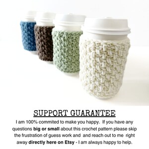 group of crochet cup cozies that look knit
