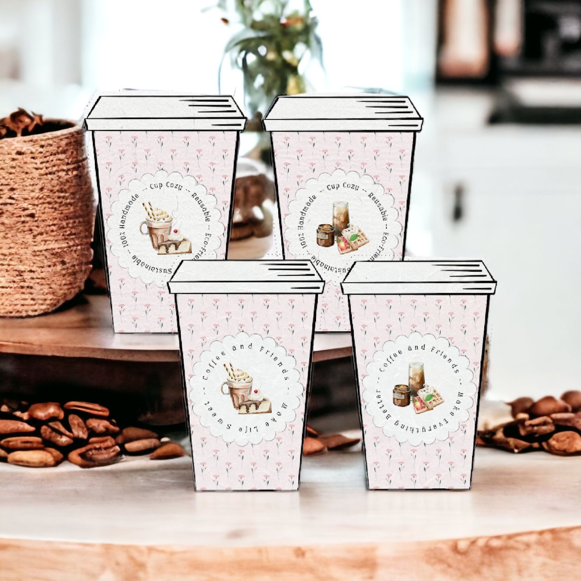 Printable Coffee Sleeve Display Inserts Templates Friendship Theme ...