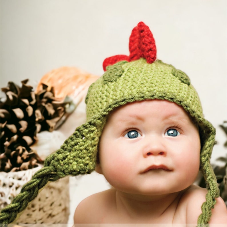 Kids Crochet Hat Pattern Crochet Dinosaur Hat Beginner Crochet Pattern Crochet Beanie Pattern Sizes Newborn to Adult image 8