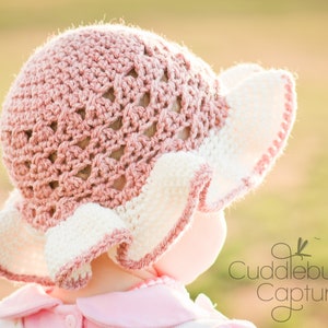 Crochet Sun Hat Pattern, For Baby, Toddler, Children and Women The Chloe Crochet Summer Hat Pattern, features wide brim and video tutorial image 10